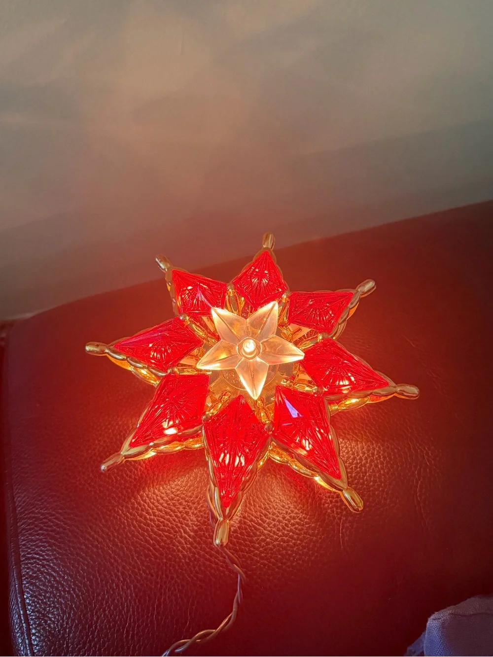 vintage 1993 Bob Ho lighted star tree topper Red Star